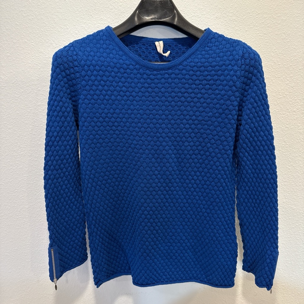 Cobalt Blue Bubble-Knit Organic Cotton Sweater — Size Small — Great Condition